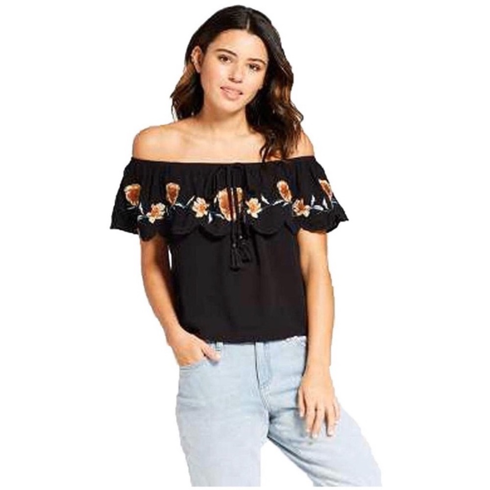 Black Xhilaration Off the Shoulders Top